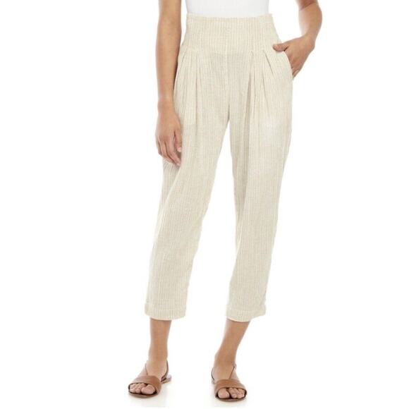Free People Pants - Free People See You Again Smocked Pull on Pants M Cream Striped